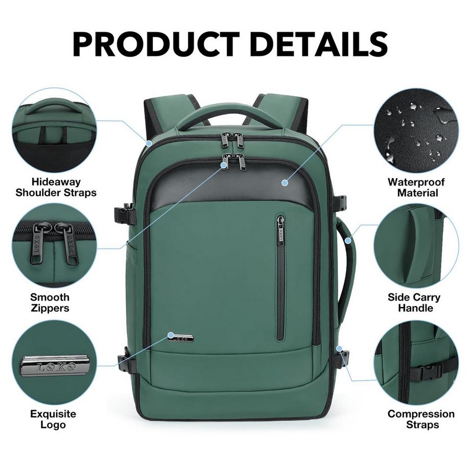 Only-bags.store  Sac à Dos Étanche pour Bagages à Main avec 3 Cubes d'emballage, grand sac à dos de Voyage Sac à Dos de Voyage 