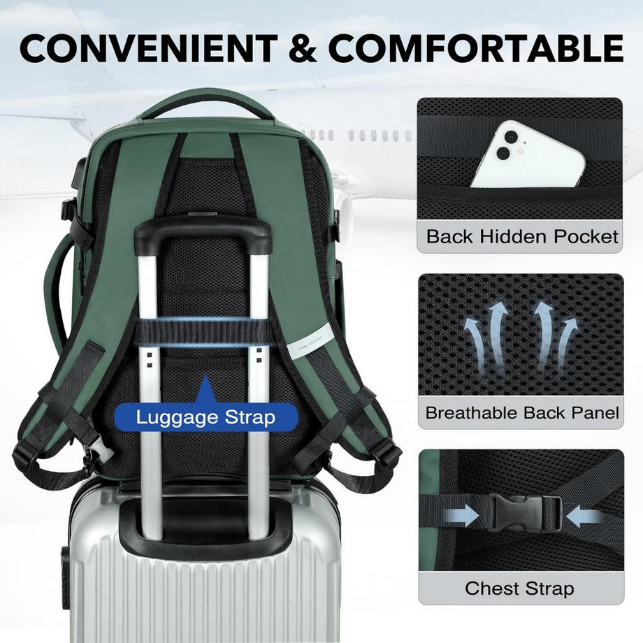 Only-bags.store  Sac à Dos Étanche pour Bagages à Main avec 3 Cubes d'emballage, grand sac à dos de Voyage Sac à Dos de Voyage 