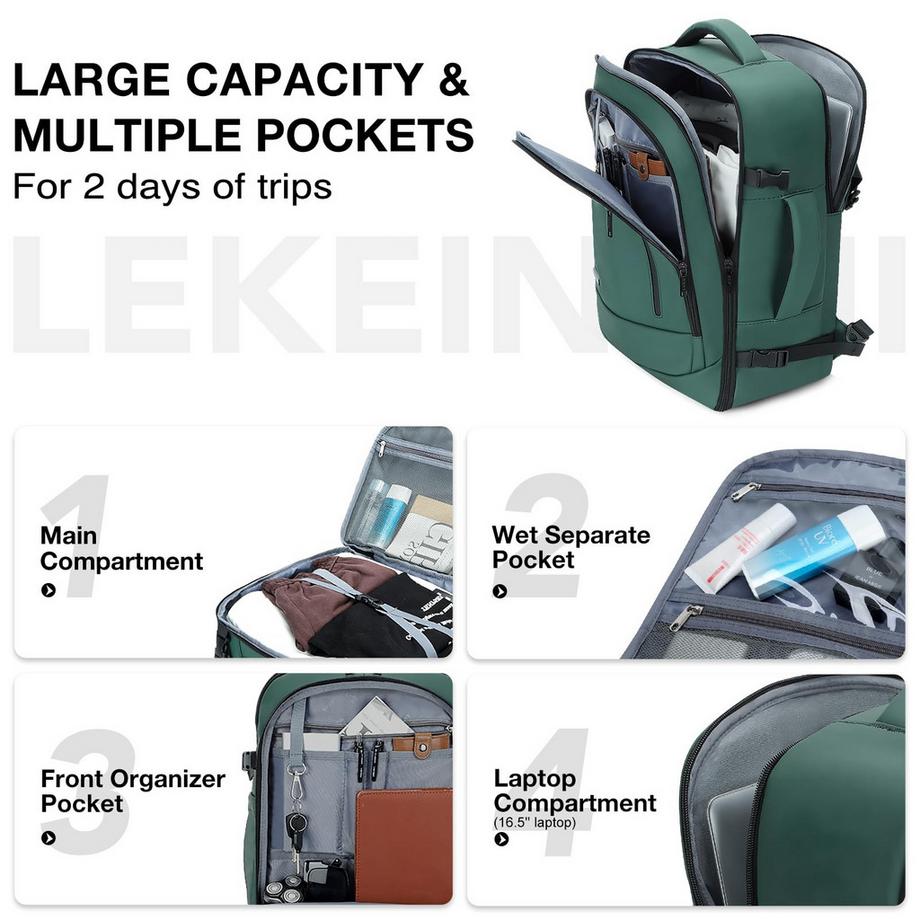 Only-bags.store  Sac à Dos Étanche pour Bagages à Main avec 3 Cubes d'emballage, grand sac à dos de Voyage Sac à Dos de Voyage 