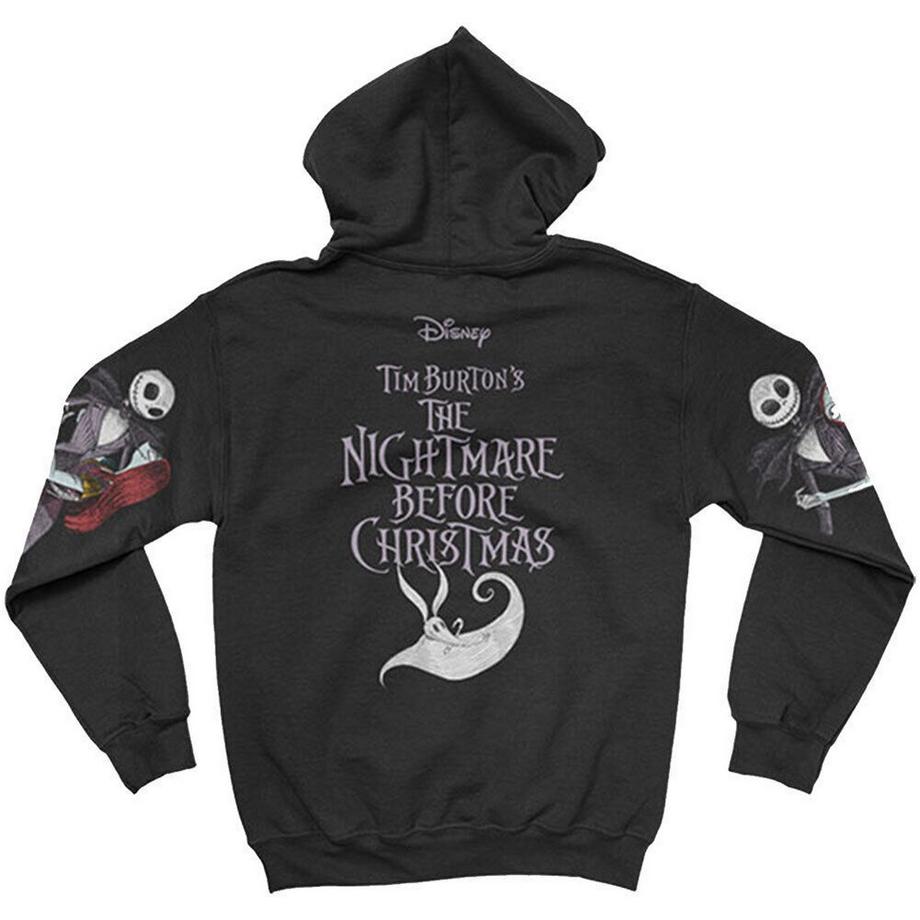 Nightmare Before Christmas Sweat à capuche graphique avec imprimé Jack et Sally  