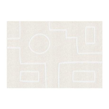 Vente-unique  Tapis design en relief à motifs asymétriques - 160 x 230 cm - Beige et blanc - DOMINIO 