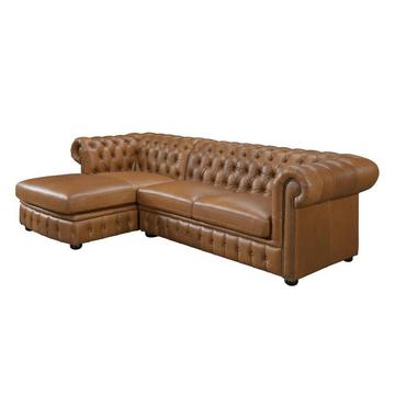 Chesterfield Ecksofa Büffelleder Ecke Links Karamell BRENTON