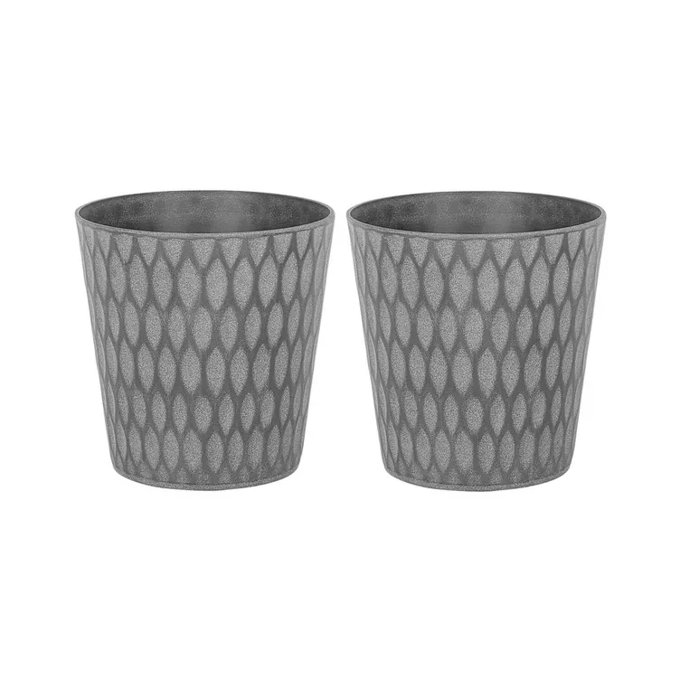 Beliani Set mit 2 Blumentöpfen aus Lehm-Faser-Mischung Modern LAVRIO online kaufen MANOR