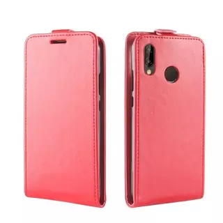 Cover-Discount  Huawei P20 Lite - Leder Flip Case mit Fotofach vertikal Rot