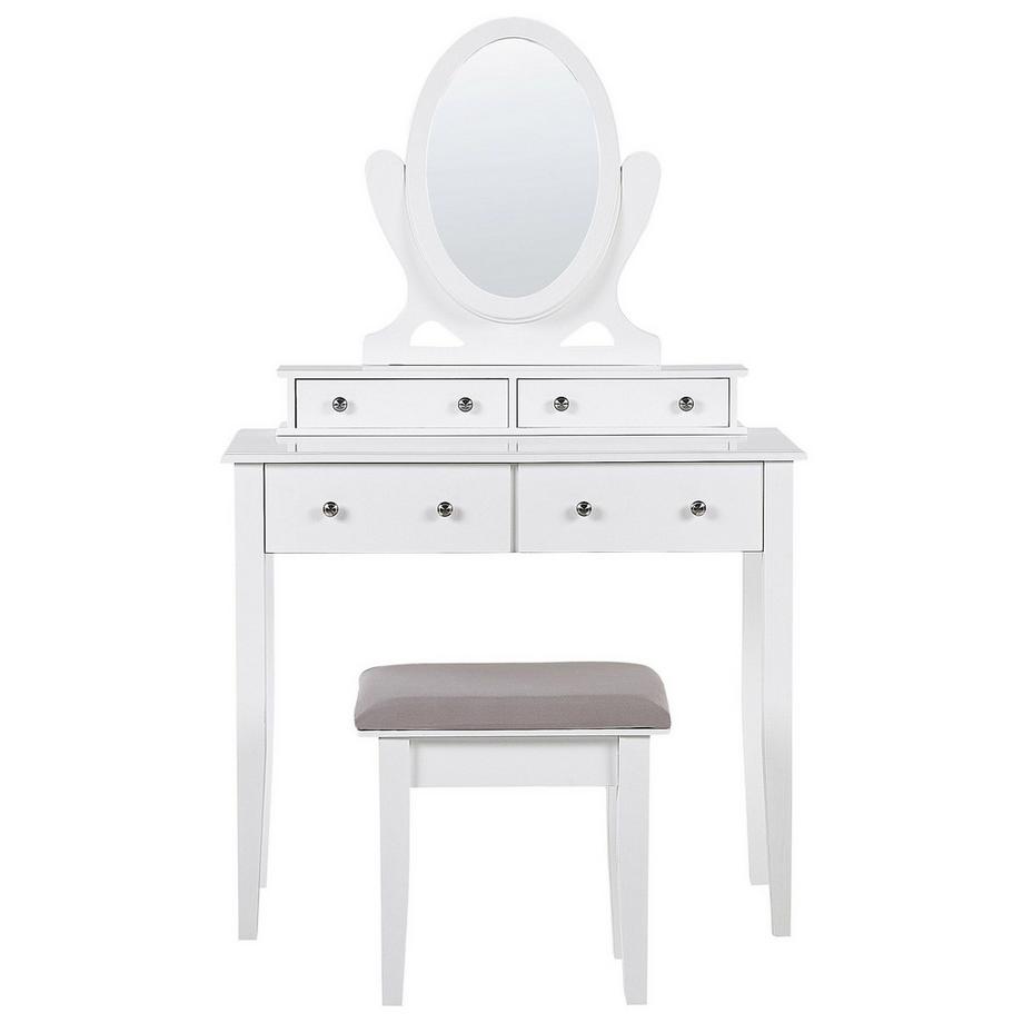 Beliani  Coiffeuse avec miroir et tabouret en MDF Glamour LUNE 