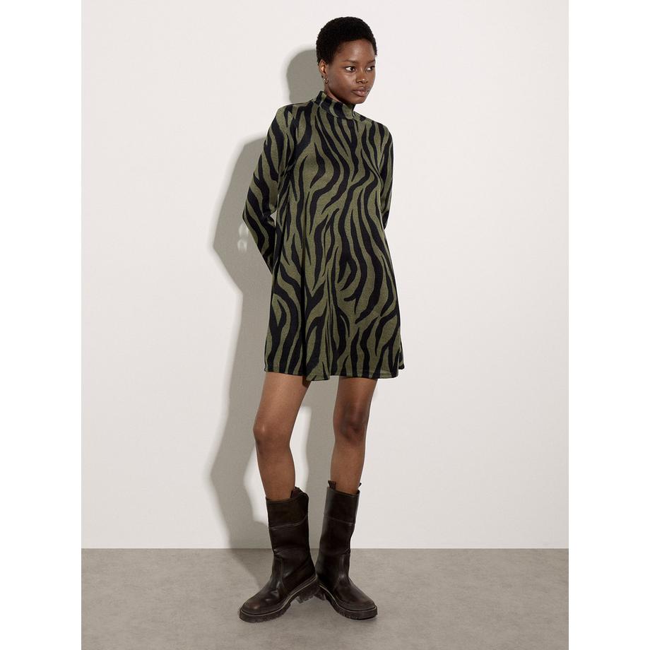 APRICOT Mini-robe évasée à imprimé zèbre  