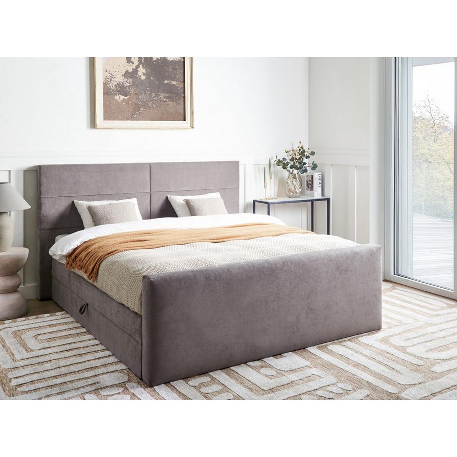 Beliani Lit boxspring avec rangement en Tissu Moderne ARISTOCRAT  