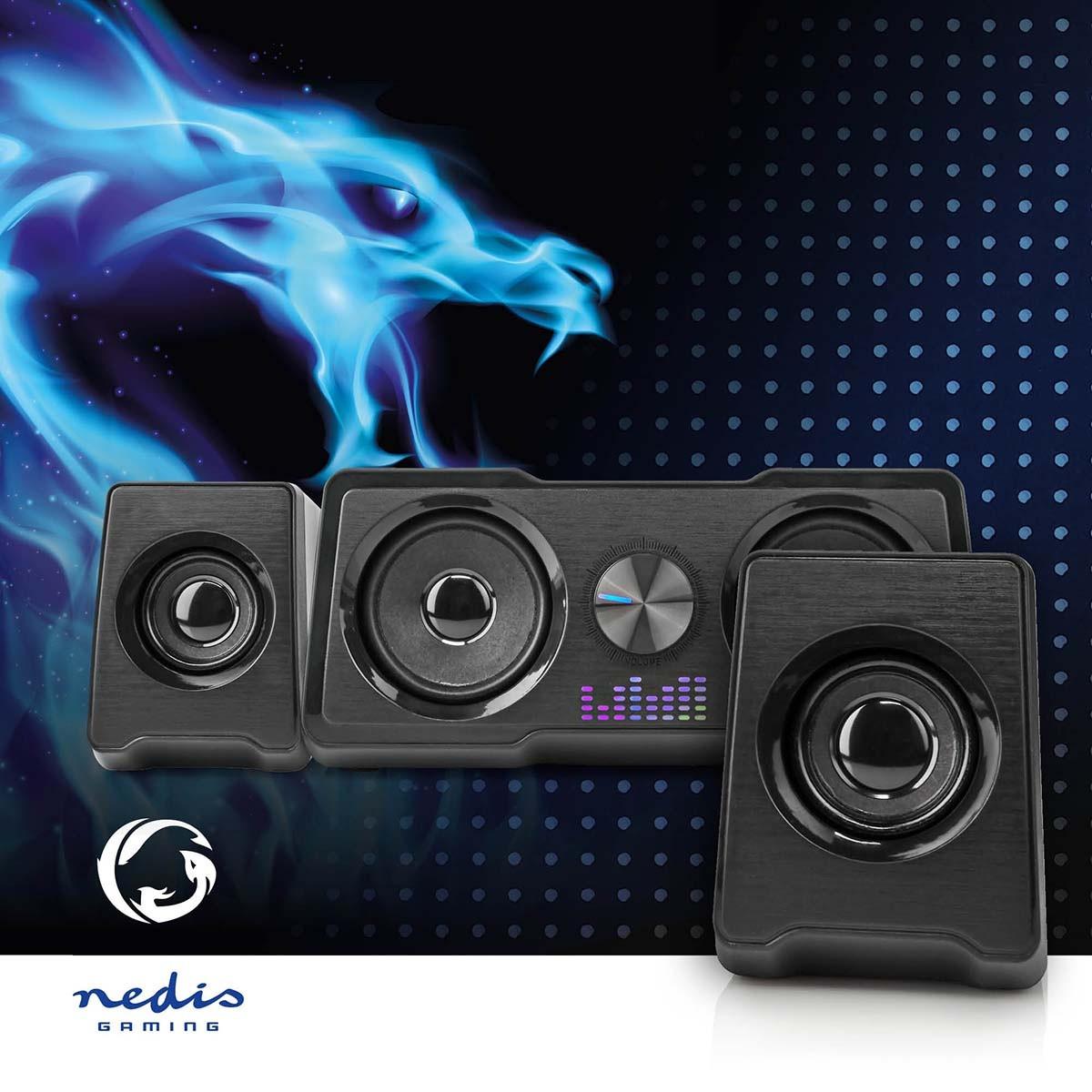 Nedis  Gaming-Lautsprecher | Lautsprecherkanäle: 2.2 | USB Power | 3,5 mm Stecker | 48 W | LED | Lautstärkeregler 