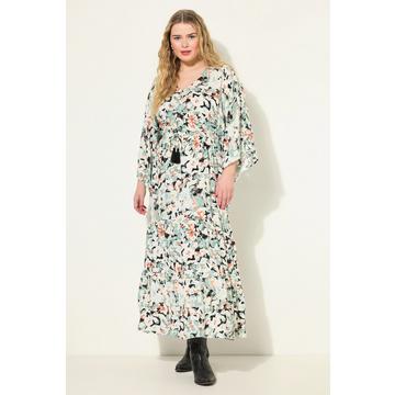 Maxi abito dal taglio svasato e design in stile kimono verde militare