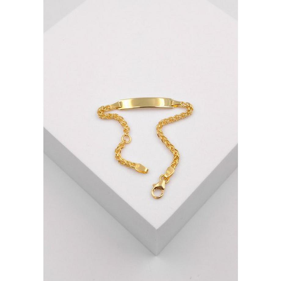 MUAU Schmuck  Plaketten-Armband Gelbgold 750 Zopf, 2.5mm, 14cm 