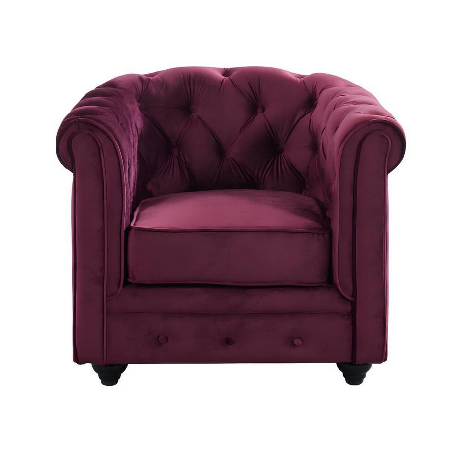 Vente-unique Fauteuil CHESTERFIELD Velours pourpre  