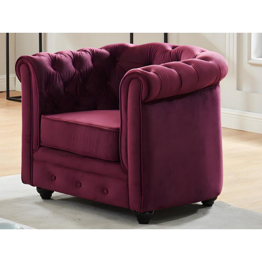 Vente-unique Fauteuil CHESTERFIELD Velours pourpre  