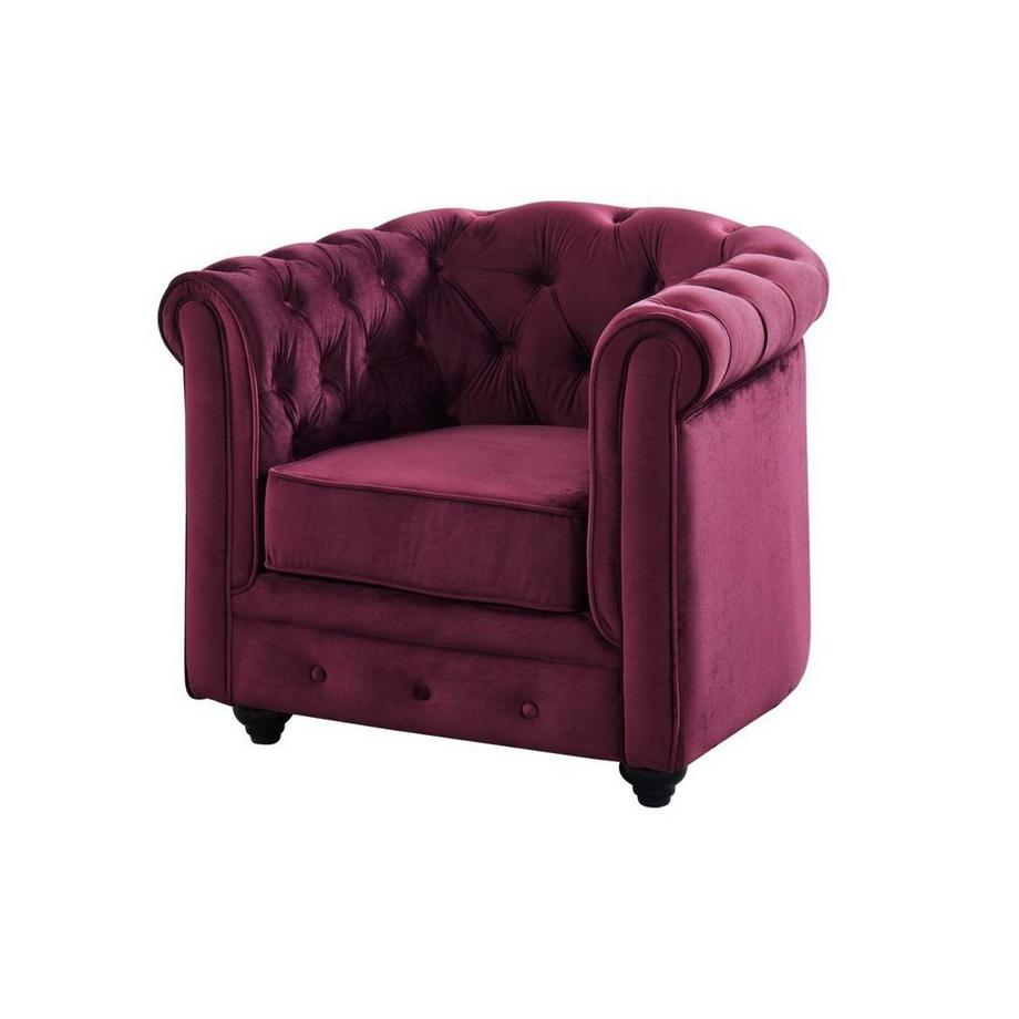 Fauteuil CHESTERFIELD Velours pourpre