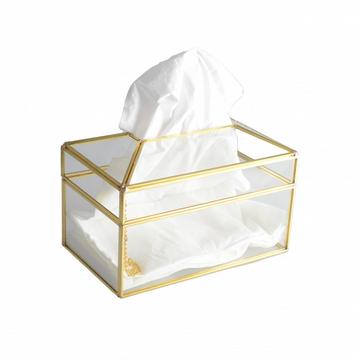 Transparente tissue-box mit goldrand 23x13x13cm