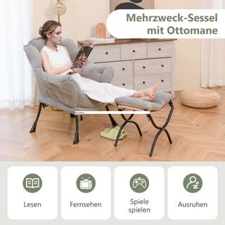 Northio Fauteuil avec tabouret & accoudoirs & poche latérale & repose-pieds double face chaise de relaxation  