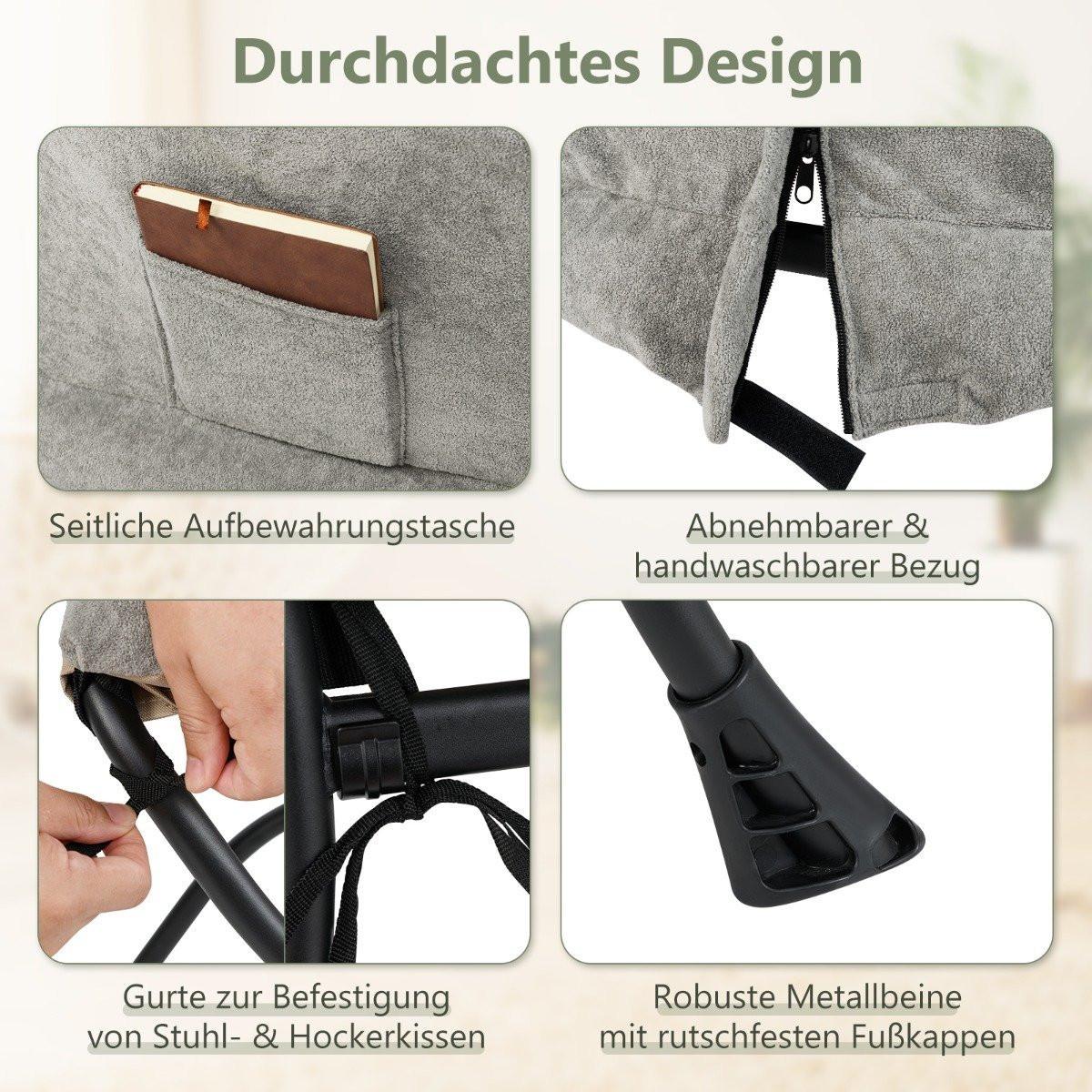 Northio Fauteuil avec tabouret & accoudoirs & poche latérale & repose-pieds double face chaise de relaxation  