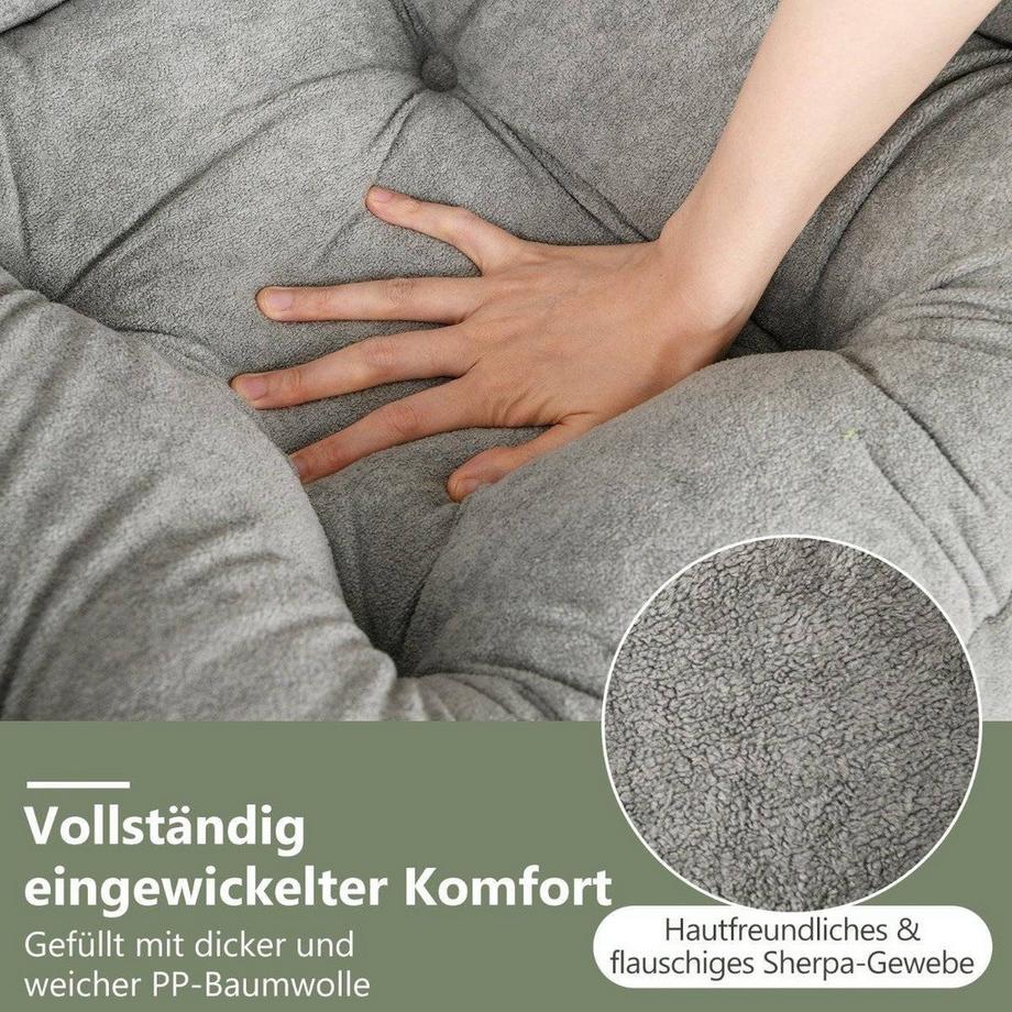 Northio Fauteuil avec tabouret & accoudoirs & poche latérale & repose-pieds double face chaise de relaxation  