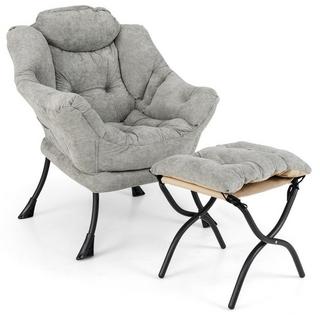 Northio Fauteuil avec tabouret & accoudoirs & poche latérale & repose-pieds double face chaise de relaxation  