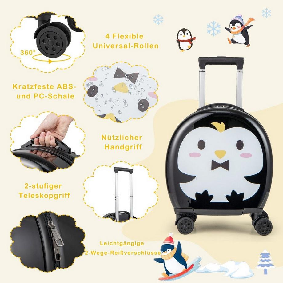 B2X  Valise enfant 4 pièces + sac à dos 10"+14" trolley enfant à roulettes noir 