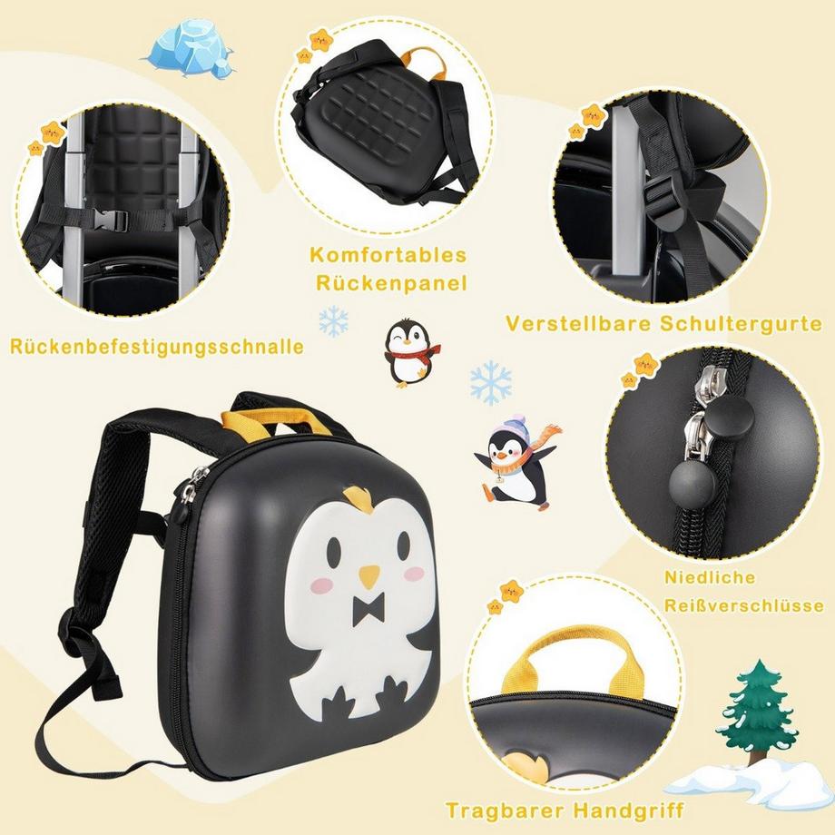 B2X  Valise enfant 4 pièces + sac à dos 10"+14" trolley enfant à roulettes noir 