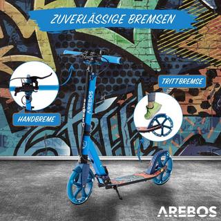 Arebos  Trottinette à pousser | Trottinette avec roues en caoutchouc LED | Suspension 