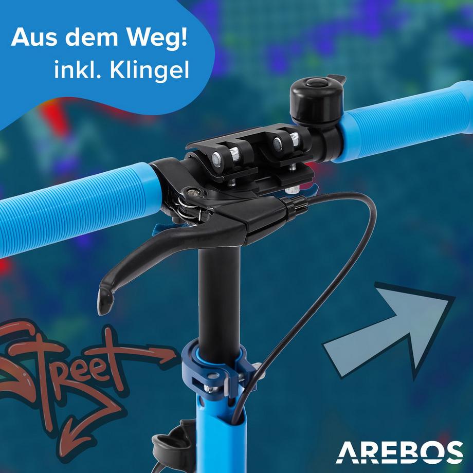 Arebos  Tretroller Scooter Kickroller Cityroller | bis 100kg |mit LED-Reifen 