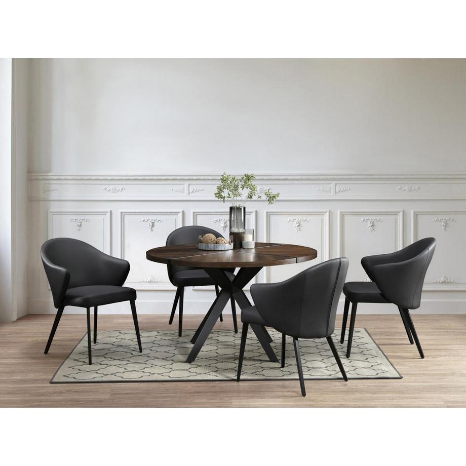 Maison Céphy Stuhl mit Armlehnen 6er-Set - Leder & Stahl - Schwarz - MIBELLY von Maison Céphy  