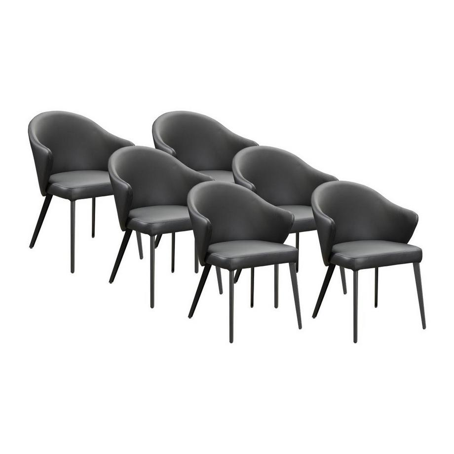 Maison Céphy Stuhl mit Armlehnen 6er-Set - Leder & Stahl - Schwarz - MIBELLY von Maison Céphy  