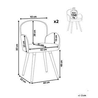 Beliani Lot de 2 chaises de salle à manger en Polyester Rétro BROOKVILLE  