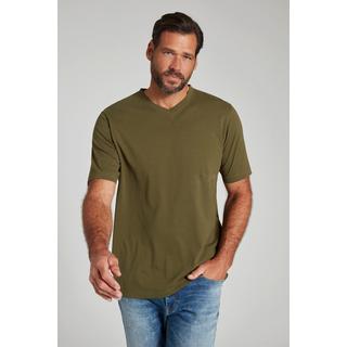 JP1880  T-shirt basic con scollo a V cachi scuro 