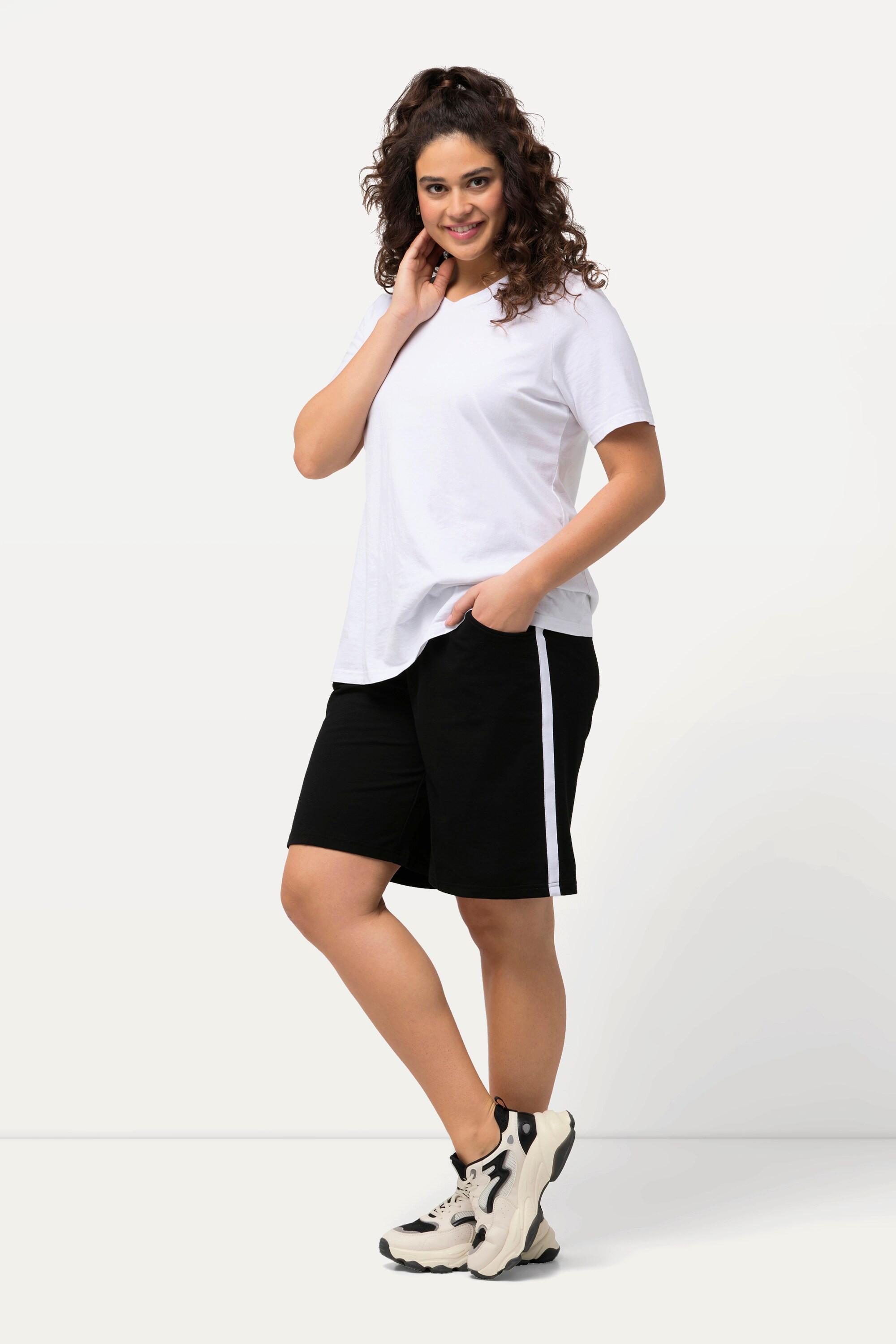 Ulla Popken  Shorts di jersey con taglio della gamba ampio, cintura elastica e laccetto 