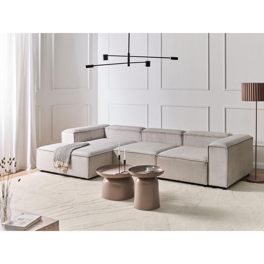 Beliani Canapé d'angle côté droit en Velours côtelé Moderne ARDAL  