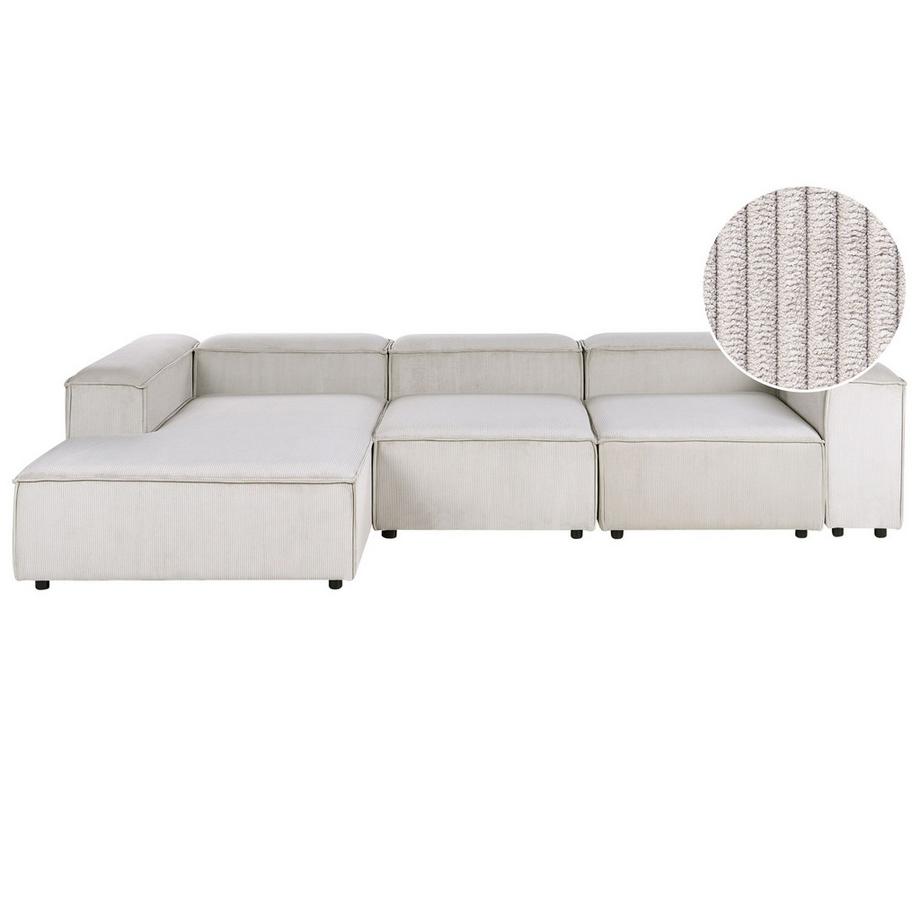 Beliani Canapé d'angle côté droit en Velours côtelé Moderne ARDAL  