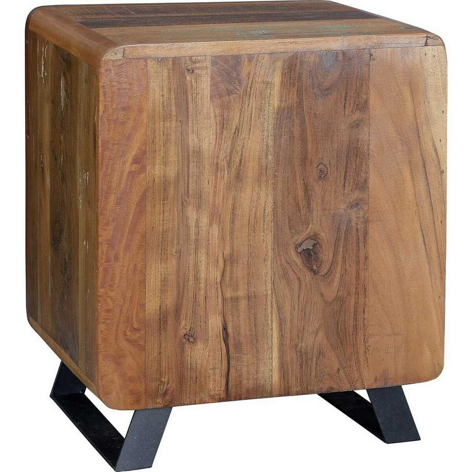 mutoni Table de nuit Xela bois recyclé multicolore  