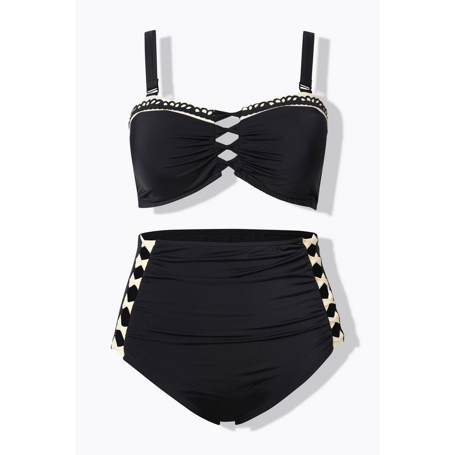 Ulla Popken Bikini Laccetti Decorativi Coppe Morbide Spalline Regolabili Vita Alta  