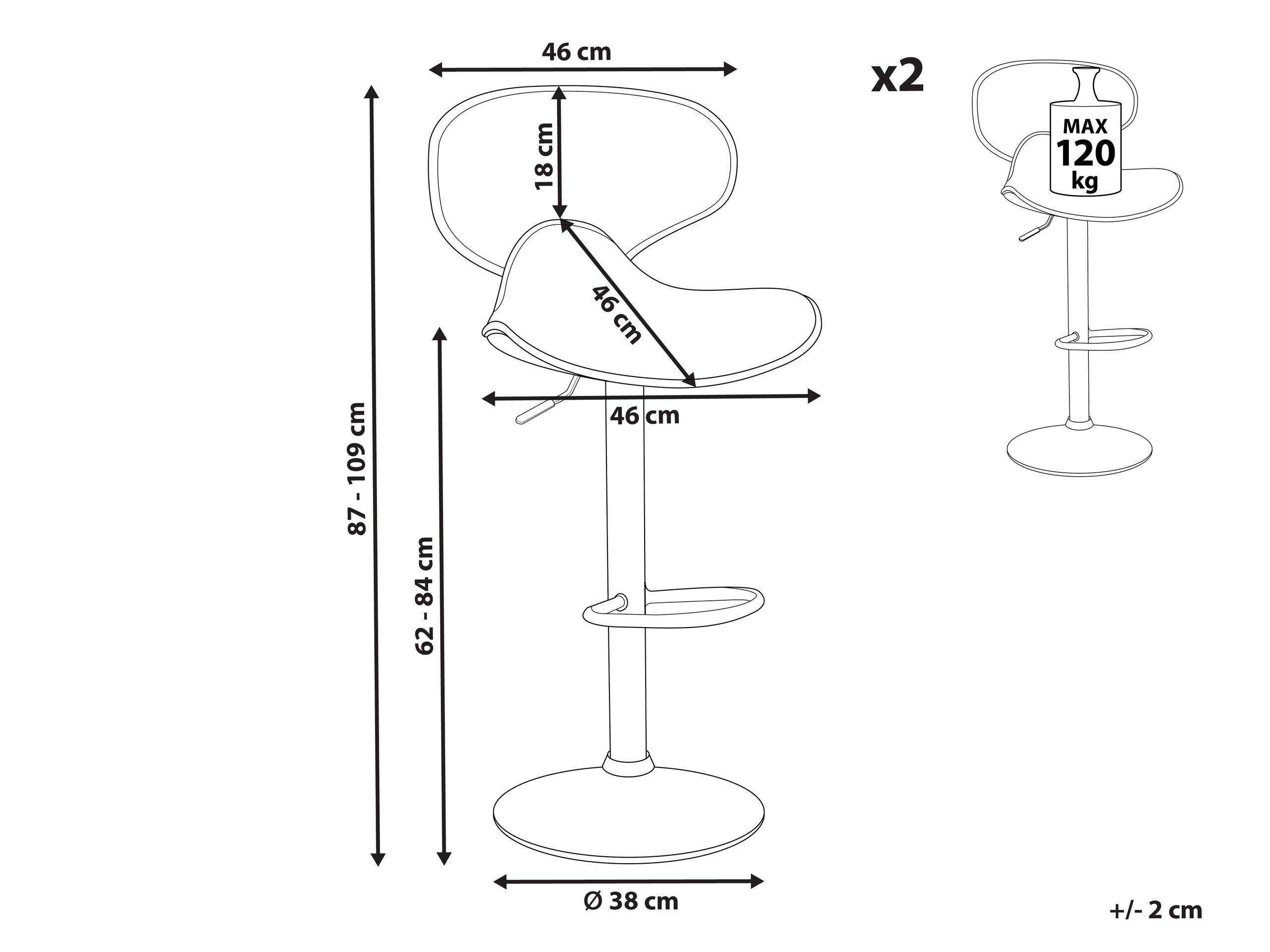 Beliani Lot de 2 tabourets de bar en Cuir PU Moderne CONWAY  