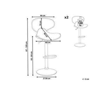 Beliani Lot de 2 tabourets de bar en Cuir PU Moderne CONWAY  