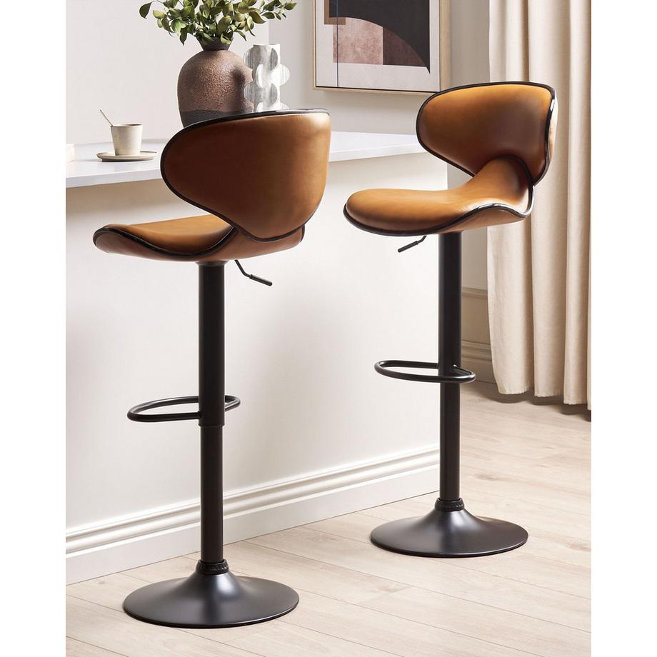 Beliani Lot de 2 chaises de bar en Cuir PU Moderne CONWAY  