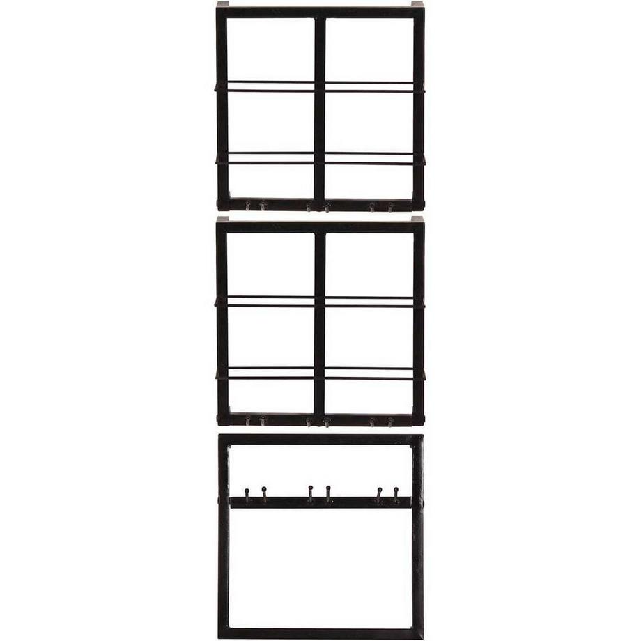 mutoni Wandregal Cotry antikschwarz 120x60x60 (3-tlg)  