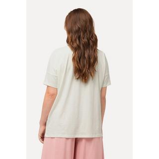 Ulla Popken  T-Shirt, poche en dentelle, col rond, manches courtes, coton bio 