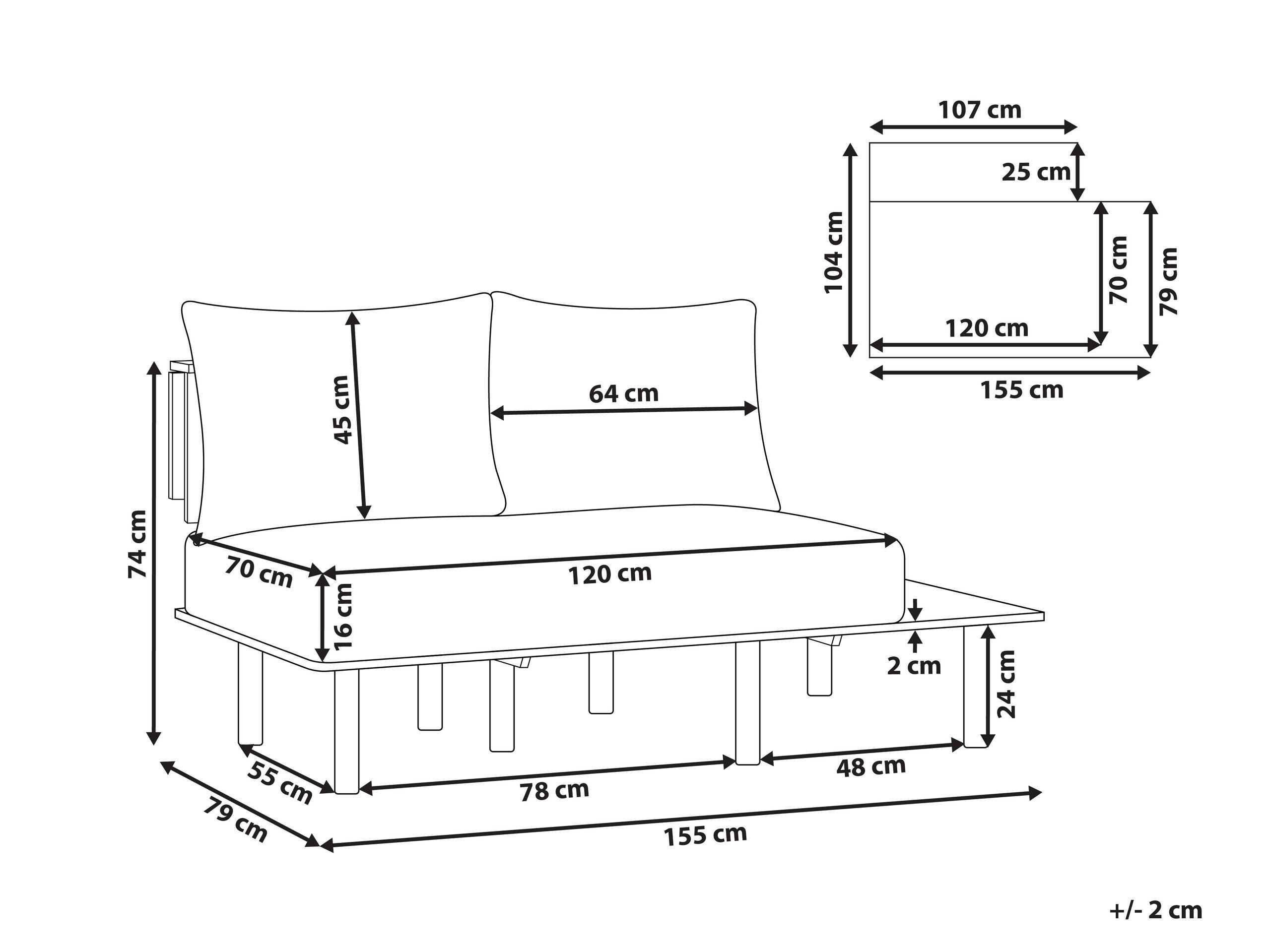 Beliani 2 Sitzer Sofa aus Polyester Skandinavisch SALO  