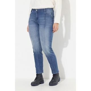 Ulla Popken  Boyfriend jeans con taglio della gamba ampio, cuciture decorative e quattro tasche 