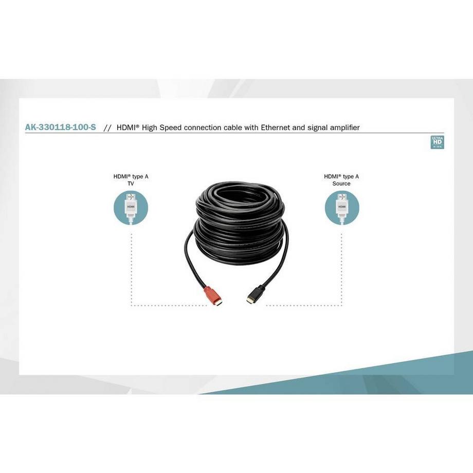 Digitus  Digitus HDMI-Anschluss HDMI-Stecker an HDMI-Stecker mit Verstärker 10 m 