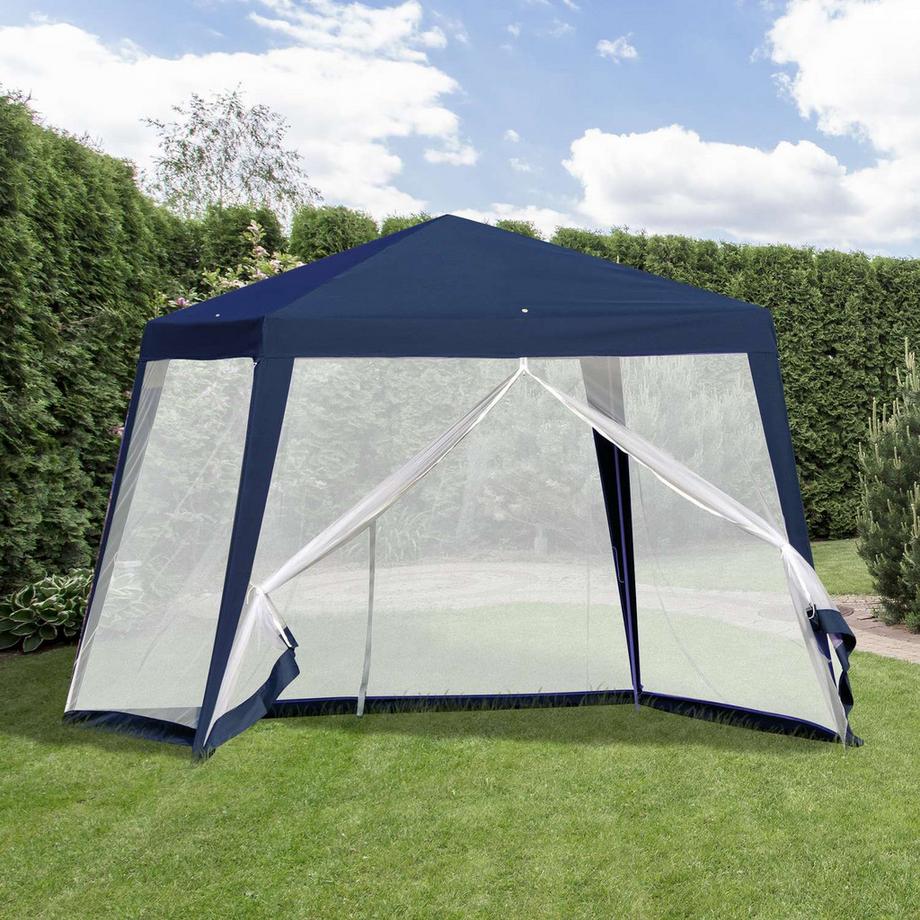 Northio  Gartenpavillon Festzelt Partyzelt Wetterfest Moskitonetz Metall Polyester Blau 3X3M 