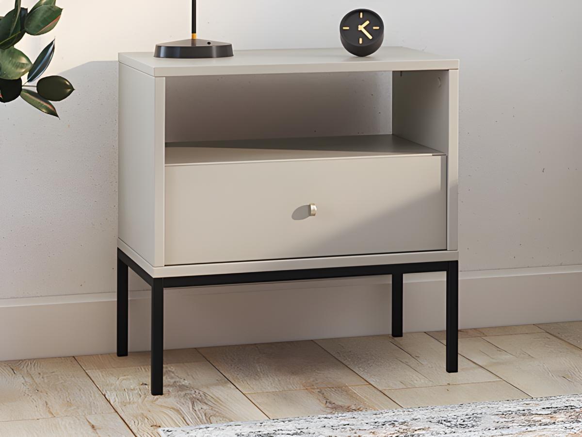 Vente-unique Comodino 1 cassetto e 1 nicchia Beige - Lotto di 2 - BOGDAN  