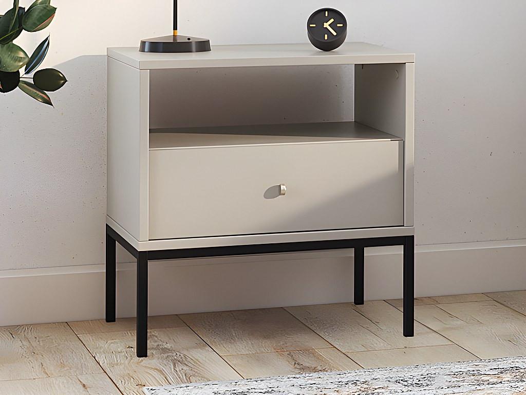 Vente-unique Comodino 1 cassetto e 1 nicchia Beige - Lotto di 2 - BOGDAN  