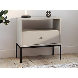 Vente-unique Comodino 1 cassetto e 1 nicchia Beige - Lotto di 2 - BOGDAN  