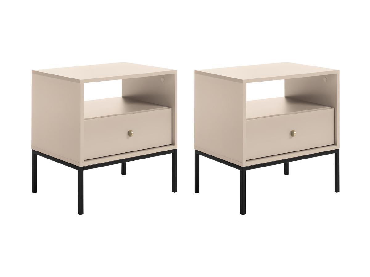 Vente-unique Lot de 2 tables de chevet - 1 tiroir et 1 niche - Beige - BOGDAN  