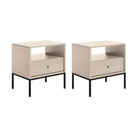 Vente-unique Lot de 2 tables de chevet - 1 tiroir et 1 niche - Beige - BOGDAN  