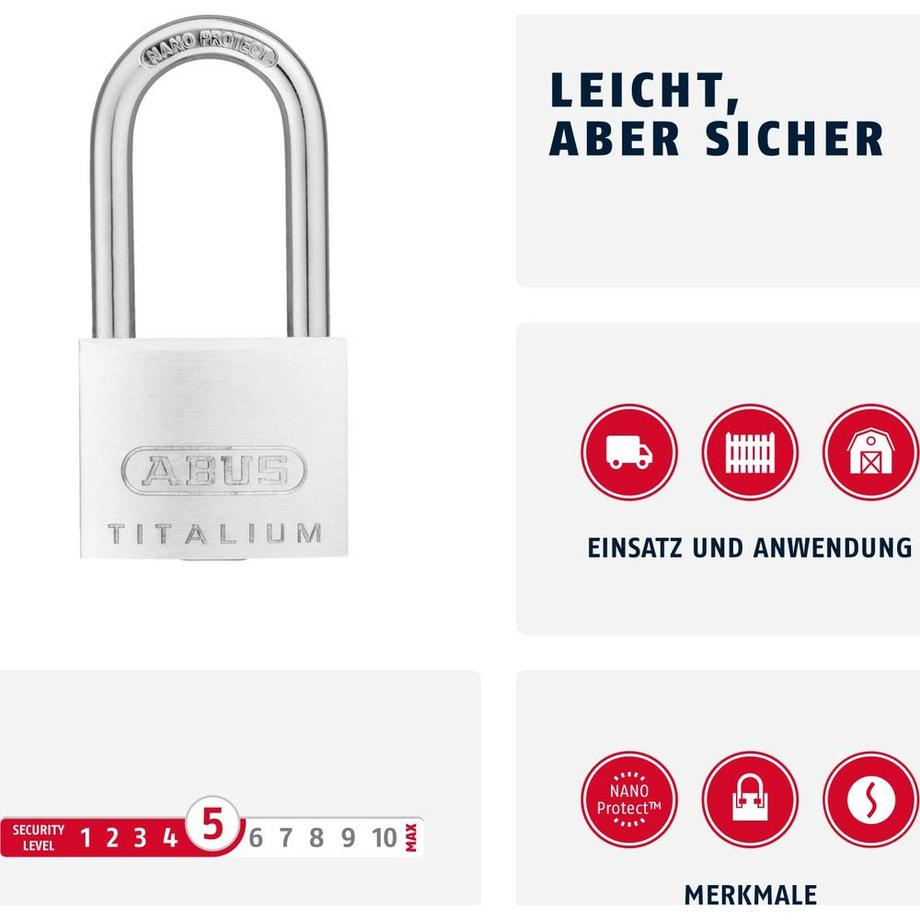 Abus  cadenas à clé 64TI 40 HB à clé identique, 6411 